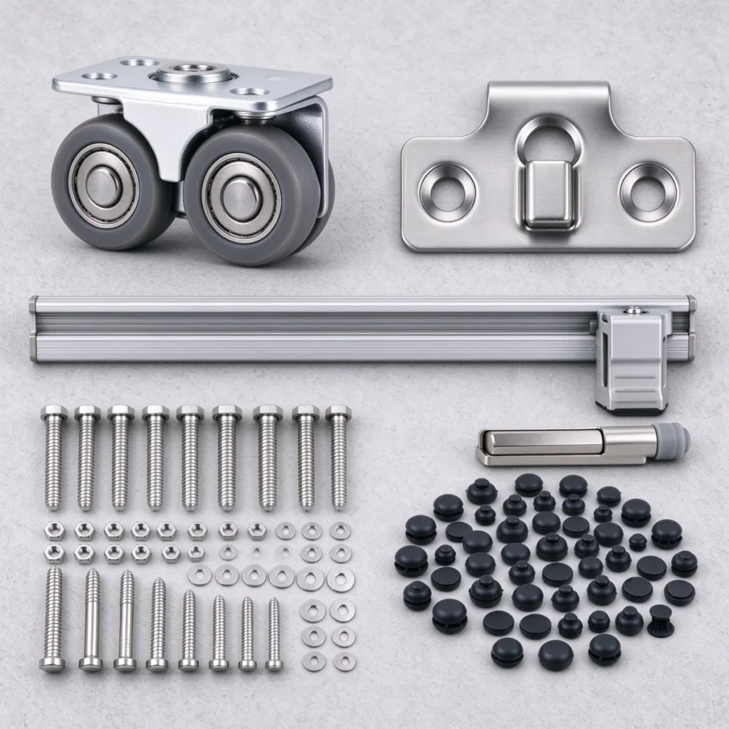 Illustrative narrow aluminium door hardware package