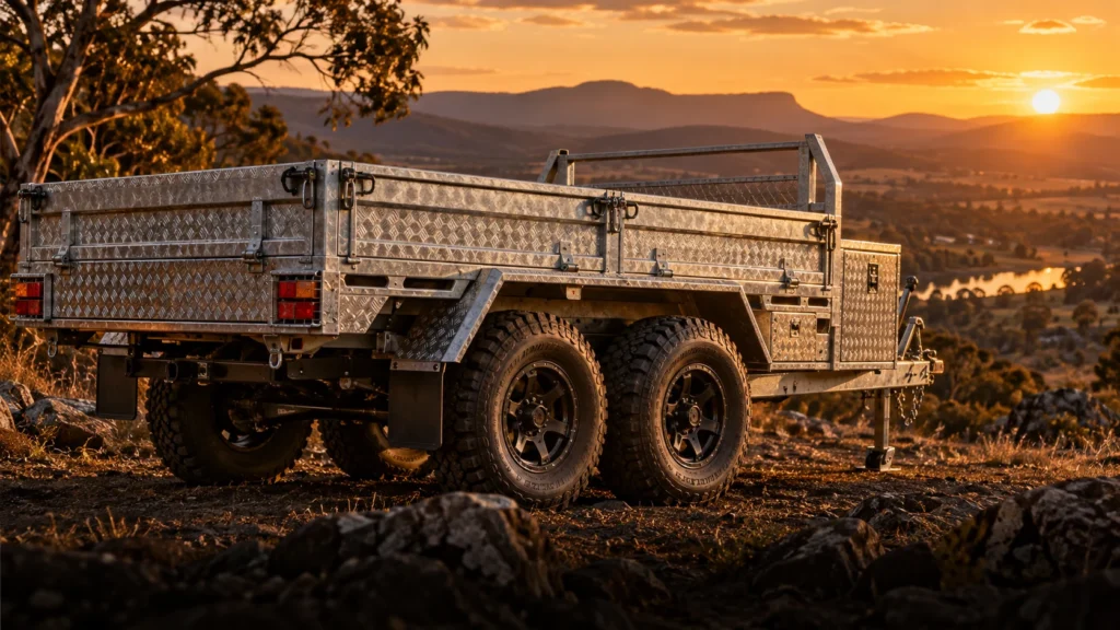 Illustrative tandem axle trailer in the Australian countryside