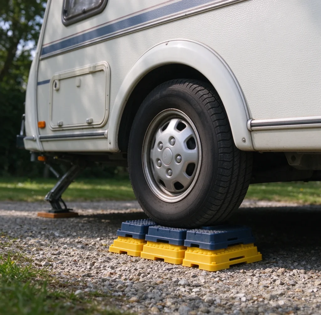 Illustrative application of Caravan Levelling Blocks